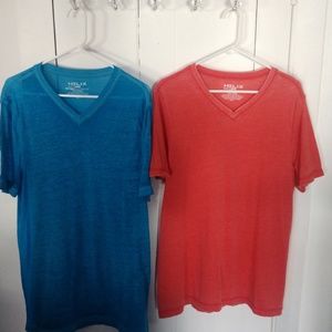 2 Men's short sleeved v-neck t-shirts